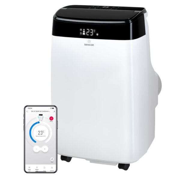 Sencor SAC MT9040C Mobilní klimatizace Wi-Fi StrongPack Kompaktní a prostorově úsporný design ukrývá efektivní výkon konstrukce Dual Motor
